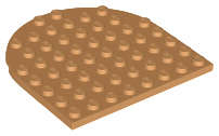 Lego (N) ~ Plate Round 8 x 8 Rounded End ~ [Medium Nougat]