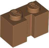 Lego (N) ~ Brick Modified 1 x 2 with Channel ~ [Medium Nougat]