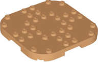 Lego (N) ~ Plate Modified 8 x 8 with Rounded Corners and 4 Feet ~ [Medium Nougat]