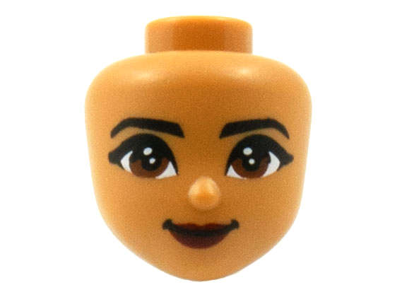 Lego (N) ~ Mini Doll Head Friends with Black Eyebrows Reddish Brown Eyes Dark Red  ~ [Medium Nougat]