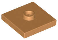 Lego (N) ~ Plate Modified 2 x 2 with Groove and 1 Stud in Center (Jumper) ~ [Medium Nougat]