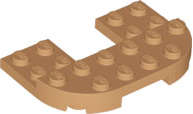 Lego (N) ~ Plate Round 4 x 6 x 2/3 Raised 2 x 6 and 2 x 2 Cutout ~ [Medium Nougat]