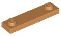 Lego (N) ~ Plate Modified 1 x 4 with 2 Studs without Groove ~ [Medium Nougat]