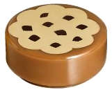 Lego (U) ~ Tile Round 1 x 1 with Cookie with Tan Frosting and Reddish Brown Choco ~ [Medium Nougat]