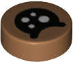 Lego (N) ~ Tile Round 1 x 1 with Black Circle Eye with White Spots and Partially C ~ [Medium Nougat]