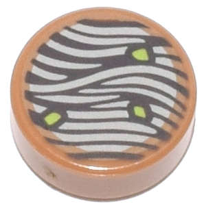 Lego (N) ~ Tile Round 1 x 1 with Ramen Noodles Pattern ~ [Medium Nougat]