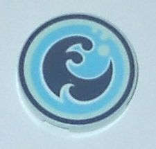Lego (U) ~ Tile Round 2 x 2 with Bottom Stud Holder with Elves Water Power Icon Patt ~ [Light Aqua]