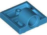 Lego (N) ~ Plate Modified 2 x 2 with Pin Hole - Full Cross Support Underneath ~ [Dark Azure]