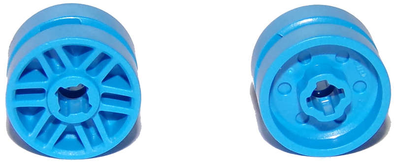 Lego (N) ~ Wheel 14mm D. x 9.9mm with Center Groove Fake Bolts and 6 Double Spokes ~ [Dark Azure]