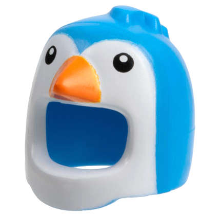 Lego (N) ~ Minifigure Headgear Head Cover Costume Bird with Penguin White Face and Or ~ [Dark Azure]