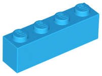 Lego (N) ~ Brick 1 x 4 ~ [Dark Azure]