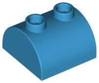 Lego (N) ~ Slope Curved 2 x 2 Double with 2 Hollow Studs ~ [Dark Azure]