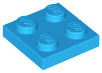 Lego (N) ~ Plate 2 x 2 ~ [Dark Azure]