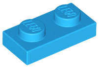 Lego (N) ~ Plate 1 x 2 ~ [Dark Azure]