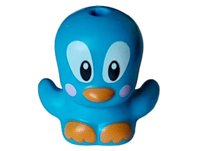 Lego (N) ~ Bird Chick with Open Wings with Large Black and White Eyes Bright Pink Cir ~ [Dark Azure]