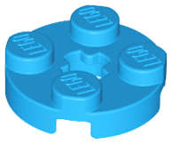 Lego (N) ~ Plate Round 2 x 2 with Axle Hole ~ [Dark Azure]