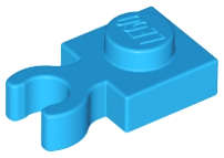 Lego (N) ~ Plate Modified 1 x 1 with Open O Clip Thick (Vertical Grip) ~ [Dark Azure]