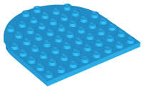 Lego (N) ~ Plate Round 8 x 8 Rounded End ~ [Dark Azure]
