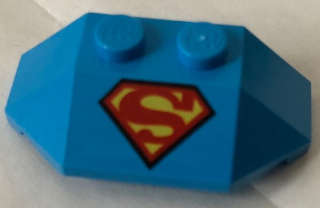 Lego (N) ~ Wedge 2 x 4 Triple with Superman 'S' Logo Reverse Pattern ~ [Dark Azure]