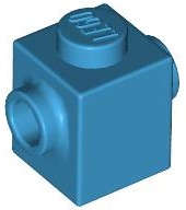 Lego (N) ~ Brick Modified 1 x 1 with Studs on 2 Sides Opposite ~ [Dark Azure]