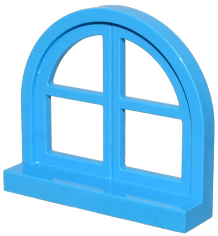 Lego (N) ~ Window 1 x 4 x 3 Rounded Top with 4 Panes and Sill ~ [Dark Azure]