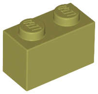 Lego (N) ~ Brick 1 x 2 ~ [Olive Green]