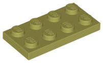 Lego (N) ~ Plate 2 x 4 ~ [Olive Green]