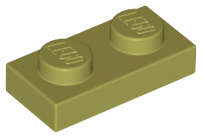 Lego (N) ~ Plate 1 x 2 ~ [Olive Green]