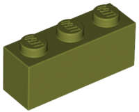 Lego (N) ~ Brick 1 x 3 ~ [Olive Green]
