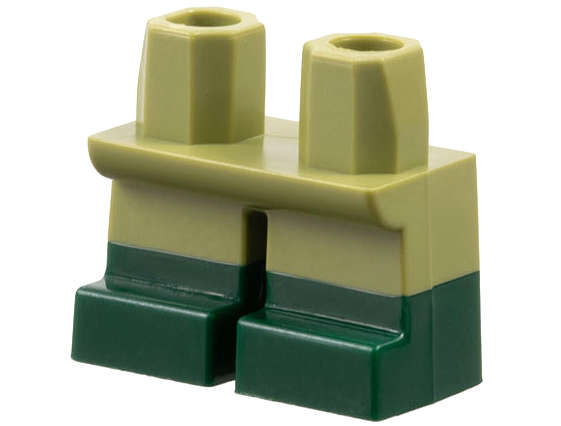 Lego (N) ~ Legs Short with Molded Dark Green Lower Legs / Boots Pattern ~ [Olive Green]