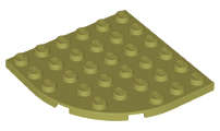 Lego (N) ~ Plate Round Corner 6 x 6 ~ [Olive Green]