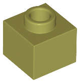 Lego (N) ~ Brick Modified 1 x 1 x 2/3 with Open Stud ~ [Olive Green]