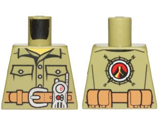Lego (U) ~ Torso Volcano Explorer Shirt with Belt and Radio Front Volcano Logo Back ~ [Olive Green]