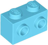 Lego (N) ~ Brick Modified 1 x 2 with Studs on 1 Side ~ [Medium Azure]