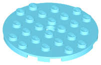 Lego (U) ~ Plate Round 6 x 6 with Hole ~ [Medium Azure]