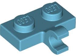 Lego (N) ~ Plate Modified 1 x 2 with Clip on Side (Horizontal Grip) ~ [Medium Azure]