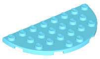 Lego (N) ~ Plate Round Half 4 x 8 ~ [Medium Azure]