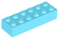 Lego (N) ~ Brick 2 x 6 ~ [Medium Azure]