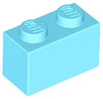 Lego (N) ~ Brick 1 x 2 ~ [Medium Azure]