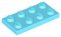 Lego (N) ~ Plate 2 x 4 ~ [Medium Azure]