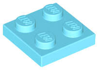 Lego (N) ~ Plate 2 x 2 ~ [Medium Azure]