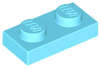 Lego (U) ~ Plate 1 x 2 ~ [Medium Azure]