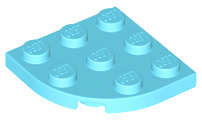 Lego (N) ~ Plate Round Corner 3 x 3 ~ [Medium Azure]
