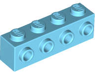 Lego (N) ~ Brick Modified 1 x 4 with Studs on Side ~ [Medium Azure]
