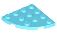 Lego (U) ~ Plate Round Corner 4 x 4 ~ [Medium Azure]