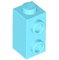 Lego (N) ~ Brick Modified 1 x 1 x 1 2/3 with Studs on Side ~ [Medium Azure]
