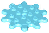 Lego (U) ~ Plate Round 4 x 4 Gear 10 Tooth ~ [Medium Azure]