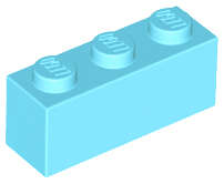 Lego (N) ~ Brick 1 x 3 ~ [Medium Azure]