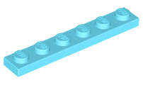 Lego (U) ~ Plate 1 x 6 ~ [Medium Azure]