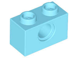Lego (N) ~ Technic Brick 1 x 2 with Hole ~ [Medium Azure]